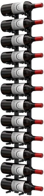 Ultra Wine Racks Wall Mounted Label-Out Wine Racks (4 Foot 1 Deep, Matte Black, 12 Wine Bottles) - Modern Metal Wine Storage, Modular Design for Home Bar, Kitchen, Dining Rooms, & Wine Cellars