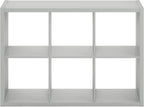 Furinno CUBICLE Book Shelf, 6-Cube Thick Frame Bookshelf, Horizontally & Vertically Reversible Bookcase with Open Back, 14.6 x 43.8 x 30, for Living Room, Bedroom, Home Office, Light Grey