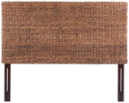 MAKLAINE 78.5" Banana Leaf Panel Headboard in Honey/Dark Brown