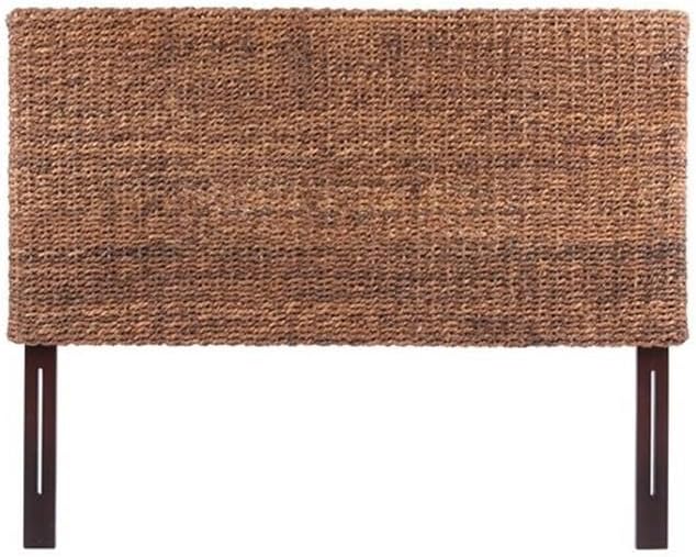 MAKLAINE 78.5" Banana Leaf Panel Headboard in Honey/Dark Brown