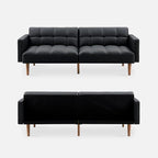 mopio 76.4" Futon Sofa Bed, Couch, Loveseat, Sleeper Sofa, Mid Century Modern Futon Couch, Sofa Cama, Couches for Living Room (Aaron PU, Midnight Black)