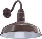 Steel Lighting Co. Gardena Barn Light | Outdoor Wall Mounted | 16" Dome | 11" Gooseneck | Farmhouse Light Made in America | Dark Bronze Exterior/White Interior