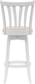 Hillsdale 29.5" Savana Wood Swival Bar Height Stool, White