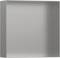 hansgrohe XtraStoris Minimalistic Recessed Wall Niche with Open Frame 12"x 12"x 4" in Brushed Stainless Steel, 56073800