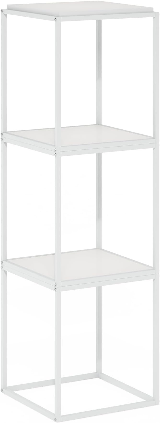 Furinno Moretti Side Table, 1-Tier Stackable Metal Frame End Table, Night Stand, Bedside Table, Toolless Assembly, for Living Room, Bedroom, Solid White