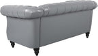 LEVNARY Leather Sofa, Chesterfield Tufted Upholstered 2 Seater Couch, Modern Loveseat Couch Classic Furniture for Living Room Bedroom (Gray)