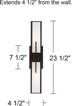 Possini Euro Design Midtown Modern Wall Light Bronze Metal Hardwired 23 1/2" 2-Light Fixture White Glass Shade for Bedroom Bedside Bathroom Vanity Living Room Hallway Dining House Home Kitchen