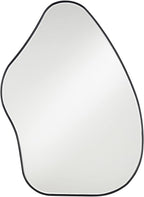 Possini Euro Design Cavandish Rounded Curved Abstract Vanity Decorative Wall Mirror Modern Beveled Glass Matte Black Wood Frame 28" Wide for Bathroom Bedroom Living Room Home Office Entryway House
