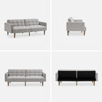 mopio Aaron 76.8" Couch, Small Futon Sofa Bed, Sleeper, Loveseat, Mid Century Modern Futon Couch, Sofa Cama, Couches for Living Room, Bedroom (Light Gray, Fabric)
