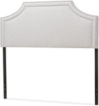 Urban Upmarket Modern and Contemporary Fabric Upholstered Headboard, Nailded Trim Head Board Beige/Queen