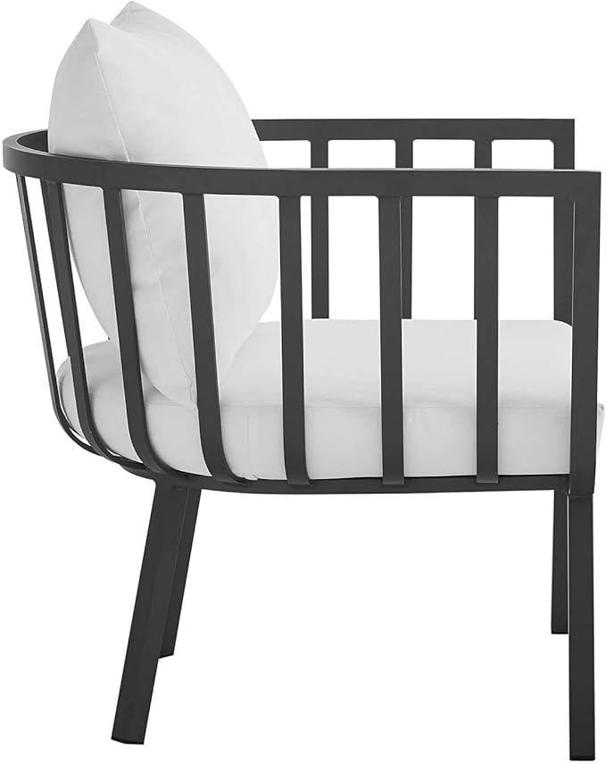 Modway Riverside Outdoor Furniture, Two Armchairs, Gray White