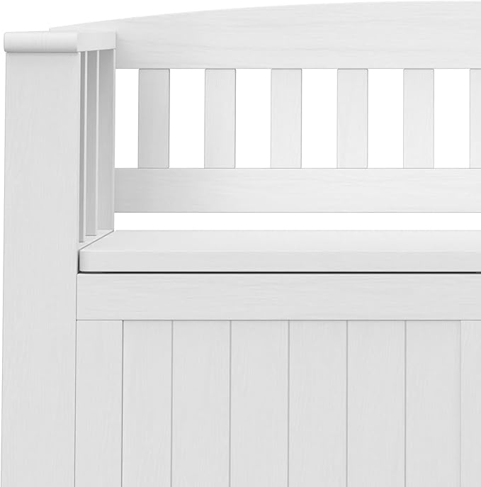 SIMPLIHOME Acadian Entryway Storage Bench - 36 inch Wide Solid Wood Small Hallway Seat in White, Transitional Bench for Mudroom or Entryway with Lift-Up Lid, 2 Compartments and Slatted Backrest