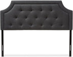 Maykoosh Adjustable Wood Post Headboard - Button Tufted Upholstered Bedroom Headboard King/Dark Gray