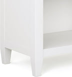SIMPLIHOME Carlton Bedside Table - 24 inch Wide Solid Wood Nightstand Table in White, Transitional Bedroom Side or End Table with 2 Drawers, Open Storage Shelf and Bronze Hardware