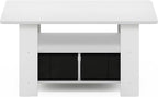 Furinno Andrey Coffee Table, Small Modern Coffee Table with Storage and Bin Drawer, Side Table for Living Room, Bedroom, Home Office, White