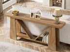 Tribesigns 70.9-Inch Extra Long Console Table for Entryway, 2-Tier Farmhouse Sofa Table with Storage, Wooden Narrow Behind Couch Table for Living Room, Hallway, Foyer