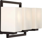 Possini Euro Design Lighting on The Square Modern Wall Mount Light Bronze Metal Hardwired 21" Wide 3-Light Fixture Geometric Opal Glass Shades for Bathroom Vanity Mirror House Home Room Decor