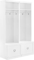 Crosley Furniture Harper 2-Piece Hall Tree Entryway Set with Storage Bench and Coat Rack Hooks for Hanging, White
