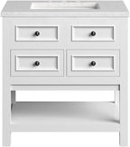 Hanover Roseville 31'' Vanity Cabinet with Sink Combo for Bathroom, Powder Room | Pre-Assembled Cabinet | 2 Drawers, Bottom Shelf | Artificial Stone Countertop | White Cabinet | HANVN0108-31-1WH