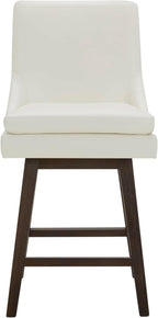 CHITA Counter Height Swivel Barstool with Back Set of 2, FSC Certified Upholstered Faux Leather Swivel Bar Stool, 26.8" H Seat Height, PU Leather in Pure White