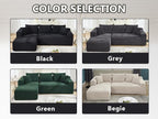 PELUMY 108.7" L-Shaped Modular Sectional Sofa with Oversized Chaise, Cloud Couch with Memory Foam, No Assembly Required Sleeper Sofa for Small Space Living Room, Apartment (Black, Corduroy)