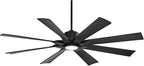 Possini Euro Design 60" Defender Modern Large Indoor Outdoor Ceiling Fan with LED Light Remote Control Matte Black Damp Rated for Patio Exterior House Home Porch Gazebo Garage Barn