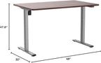 FLEXISPOT EN1 One-Piece Adjustable Stand Up Desk - 48 x 30 Inches Electric Standing Desk with Seamless Desktop (Silver Frame + Mahogany Top, 2 Packages)