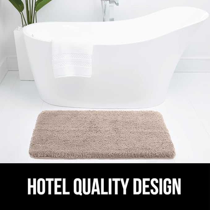 GORILLA GRIP Bathroom Rugs, 30x20, Ultra Soft Absorbent Mat, Thick Plush Bath Rug, Machine Washable, Microfiber Quick Dry, Mats for Shower, Bathtub and Floor, Home Decor Accessories, Beige