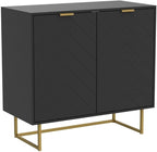 Scurrty Sideboard Buffet, Buffet Cabinet with Storage Set of 2, Sideboard Storage with Adjustable Shelf, Accient Cabinet for Living Room, Kitchen, Black