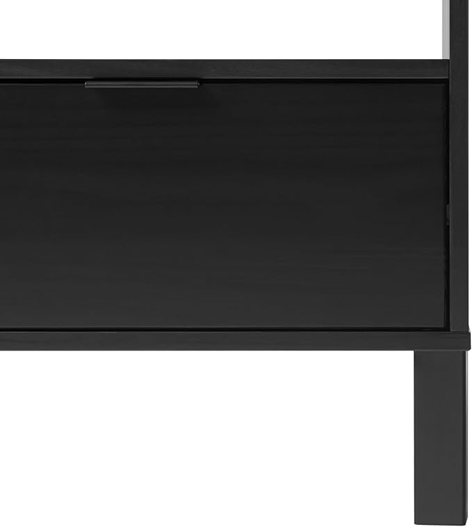 Walker Edison Modern Curved-Top Solid Wood 1-Drawer Nightstand with Open Cubby, 24 Inch, Black