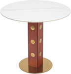 Sintered Stone Office Table - 33.5" Round Table for Small Offices (Red Leg and White Top, 1 Table Only)