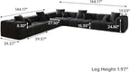 WJShome Oversized Modular Sectional Sofa, V Shaped Couch with Ottoman,Sectional Couches for Living Room,Large Linen Deep Seat with Pillow Couches for Home,Spacious Space,Black