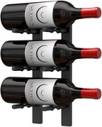 Ultra Wine Racks Wall Mounted Label-Out Wine Racks (1 Foot 1 Deep, Matte Black, 3 Wine Bottles) - Modern Metal Wine Storage, Modular Design for Home Bar, Kitchen, Dining Rooms, & Wine Cellars