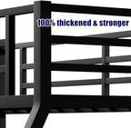 Higher Quality & Stronger Heavy Duty Industrial Style Metal Twin XL Over Queen Bunk Bed, Thickened More Stable Black Steel Bunkbed Bunk Queen Bed (Easier to Assemble) (Twin XL Over Queen)