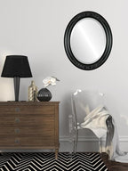 OVALCREST Oval Beveled Wall Mirror for Home Decor - Florence Style - Gloss Black - 32" x 26"
