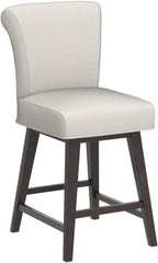 CHITA 26 Inch Counter Height Swivel Bar Stools Set of 2, FSC Certified Modern Upholstered Swivel Barstool Chairs with Back, Fabric in Linen