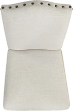 HomePop Home Decor | Classic Upholstered Parsons Dining Chairs | Curver Top Dining Chairs with Nailhead Trim, Vanilla Cream Textured Woven (Set of 2)