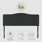 Naomi Home Cassandra Queen Tufted Headboard, Upholstered in Durable Linen Fabric – Premium Foam Cushioning, Adjustable Height, Floating Wall or Bed Frame Mount, Compatible with Adjustable Beds