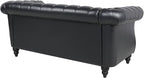 LEVNARY Leather Sofa, Chesterfield Tufted Upholstered 2 Seater Couch, Modern Loveseat Couch Classic Furniture for Living Room Bedroom (Black)