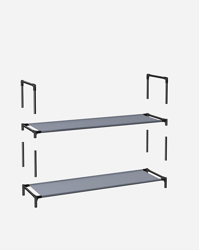 SONGMICS Shoe Rack, 10-Tier Shoe Shelf, Shoe Storage Organizer, 11 x 17.7 x 68 Inches, Metal Frame, Non-Woven Fabric Shelves, for Entryway, Bedroom, Gray ULSH010G01