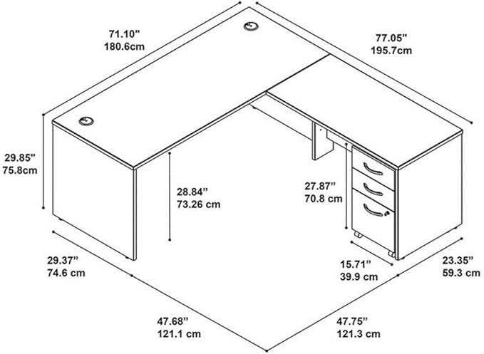 Bush Business Furniture Series C 72W L Shaped Desk with 48W Return and Mobile File Cabinet in Hansen Cherry