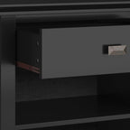 SIMPLIHOME Artisan Solid Wood 24 inch Wide Contemporary Bedside Nightstand Table in Black for The Living Room and Bedroom