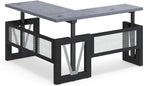 NBF District Reversible L-Shaped Executive Office Desk with Height Adjustable - Durable Laminate Computer Desk with Modesty Panel - Modern Desk with 3 Grommet Holes - Office Work Desk (Black, Gray)