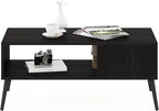 Furinno Claude Mid Century Style Coffee Table with Wood Legs, Espresso Large Non-Lift Top