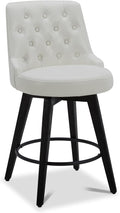 Watson & Whitely Counter Height Bar Stools, Faux Leather Upholstered Modern Swivel Barstool with Back, Solid Wood Legs, 26" H Seat, White
