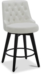 Watson & Whitely Counter Height Bar Stools, Faux Leather Upholstered Modern Swivel Barstool with Back, Solid Wood Legs, 26" H Seat, White