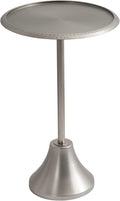 Kate and Laurel Sanzo Modern Pedestal Side Table; 15 x 15 x 24; Antique Silver; Decorative End Table with Hammered Tabletop for Use as a Bedroom Nightstand or Living Room Accent Table