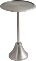 Kate and Laurel Sanzo Modern Pedestal Side Table; 15 x 15 x 24; Antique Silver; Decorative End Table with Hammered Tabletop for Use as a Bedroom Nightstand or Living Room Accent Table