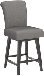 CHITA 26 Inch Counter Height Swivel Bar Stools Set of 2, FSC Certified Modern Fabric Swivel Barstool Chair with Back, Flint Grey