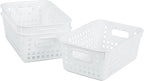 Really Good Stuff Medium Plastic Book Baskets, 11" by 7.5" by 4.5" - 6 Pack, White, Versatile Storage Solution for Classroom, Home and Office, Toy Storage, Multi-Purpose Organizer Basket